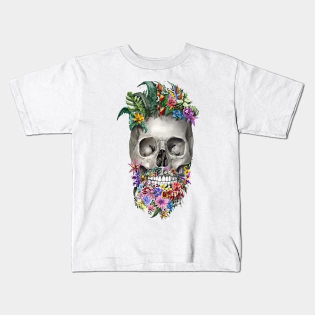 floral hipster skull Kids T-Shirt by bexART